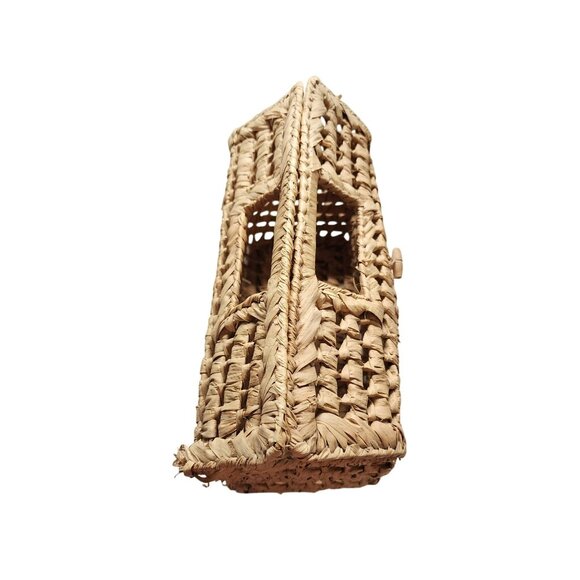 Handwoven Natural Straw Rectangular Basket With Lid For Storage Or Decor - Picture 7 of 7